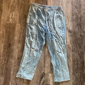 Jean color aerie pants w/ elastic